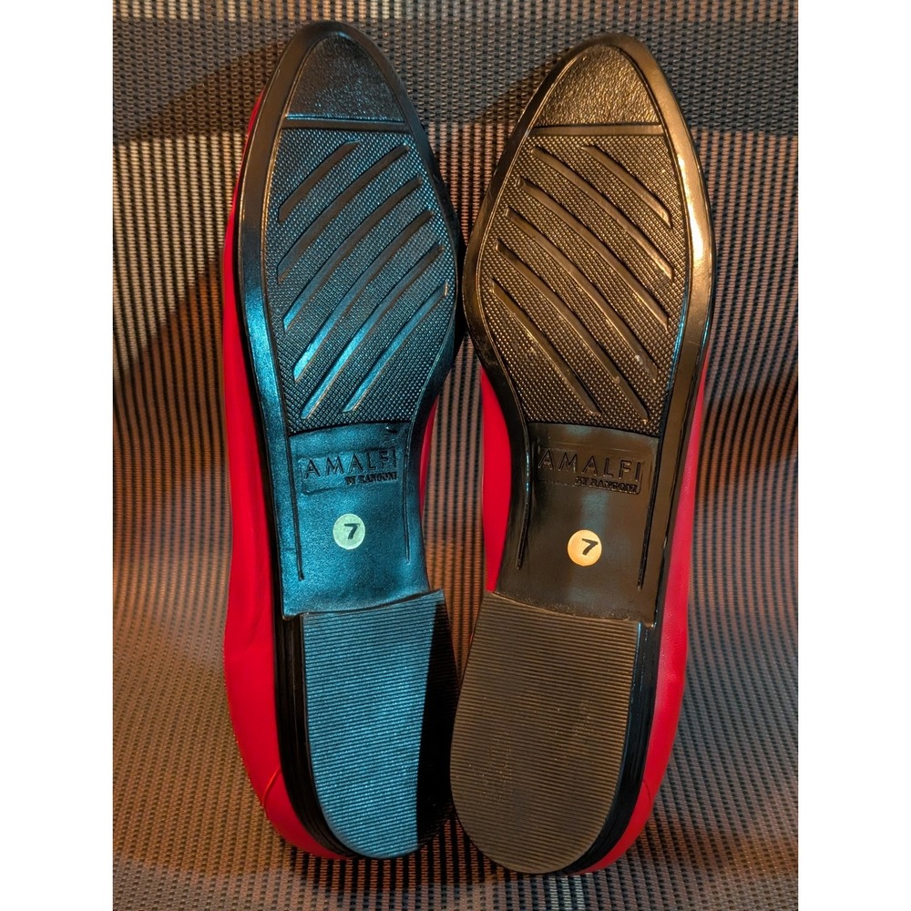 Amalfi by Rangoni Red Leather Gold Chain Loafers Made in Italy Women's Size 7 - Picture 7 of 8